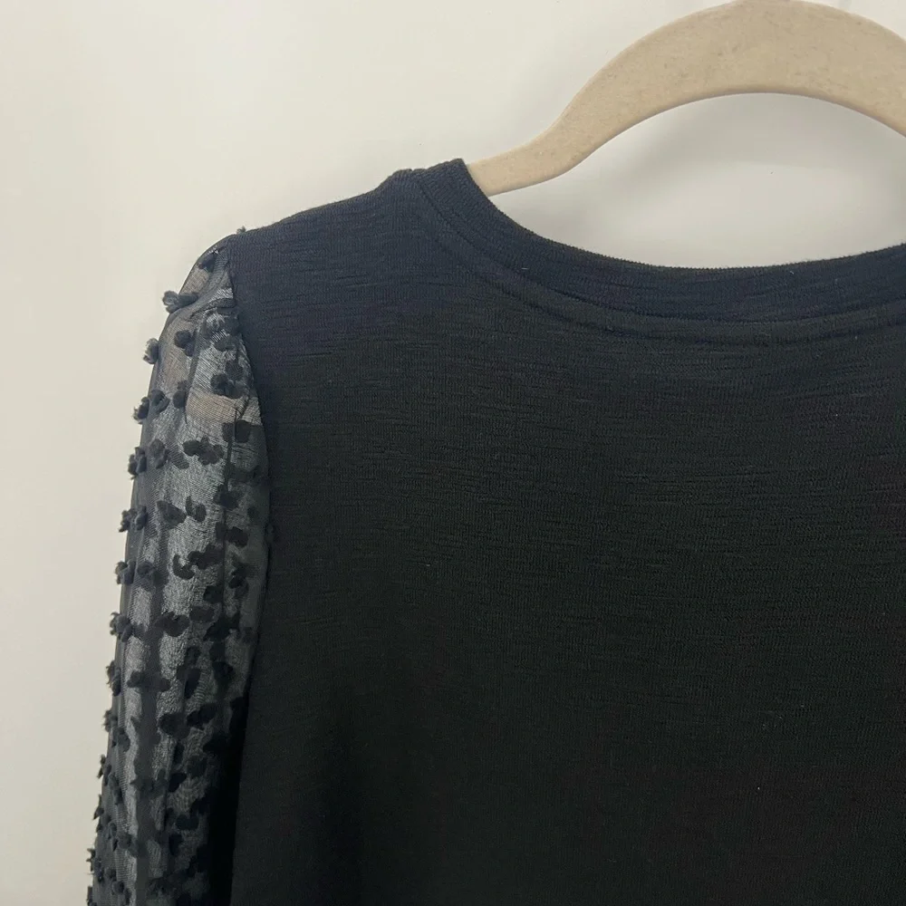 Maeve black textured sleeve top